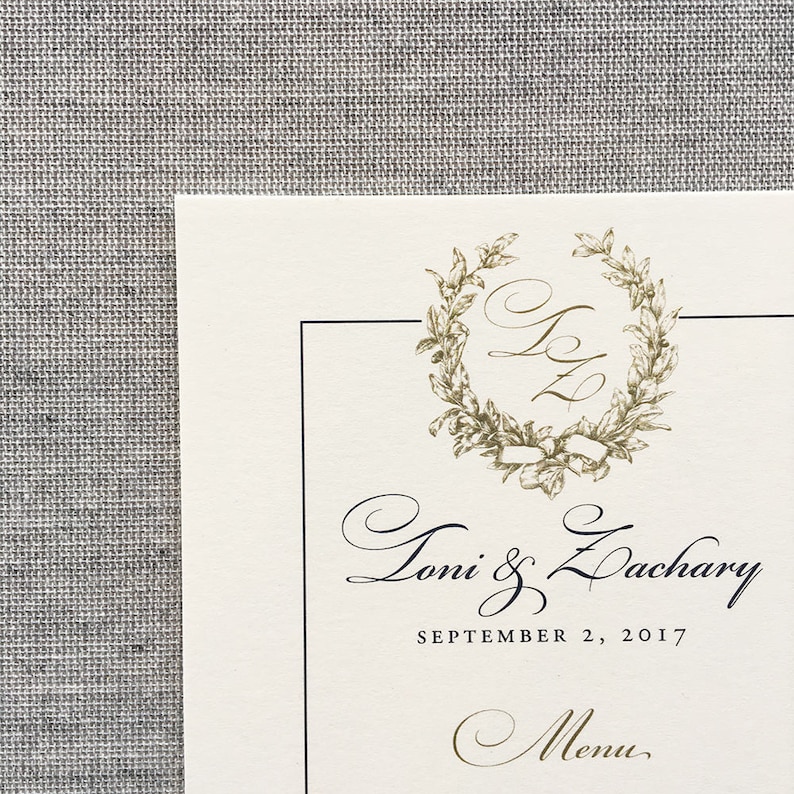 Framed Magnolia Wreath menu card