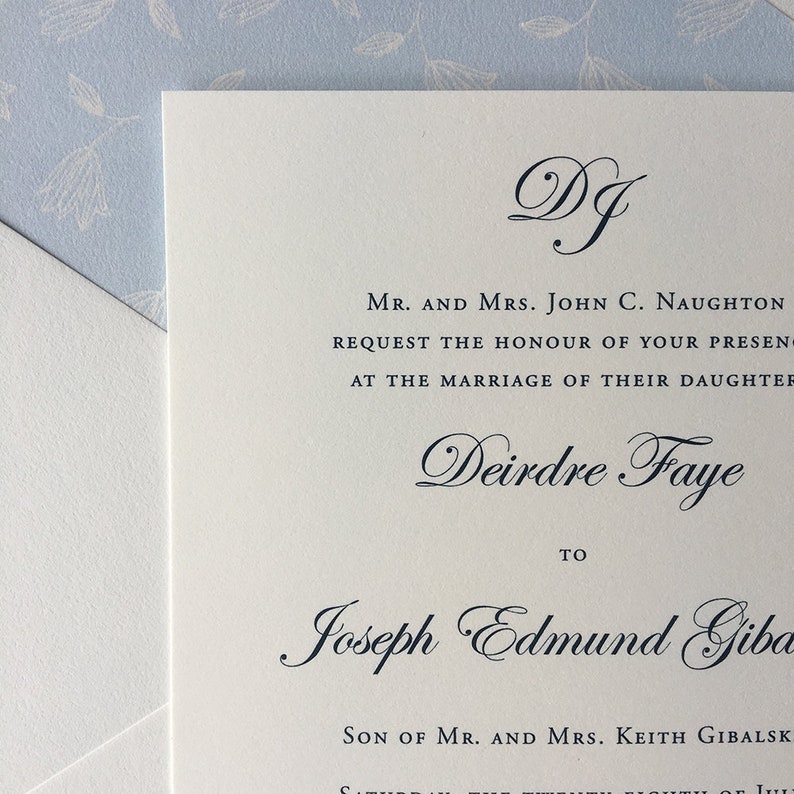 Monogrammed Simplicity wedding invitation