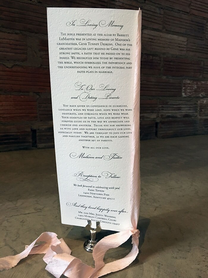 Duet tea length folded wedding ceremony program