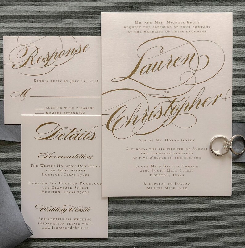 Madeline Gold Thermography Wedding Invitation Sample Etsy