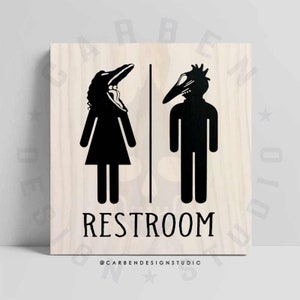 Barbara and Adam Restroom Sign. Beetlejuice Sign. Bathroom Sign. Restroom Sign. Horror Restroom Sign. Horror Bathroom. Bathroom Decor.