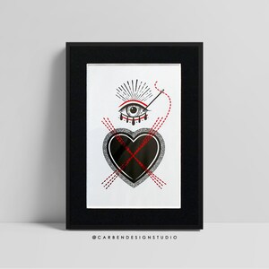 Cross My Heart, Hope to Die Foil Print. Cross my heart. Eye Foil. Creepy Decor. Horror Decor. Gothic Art.