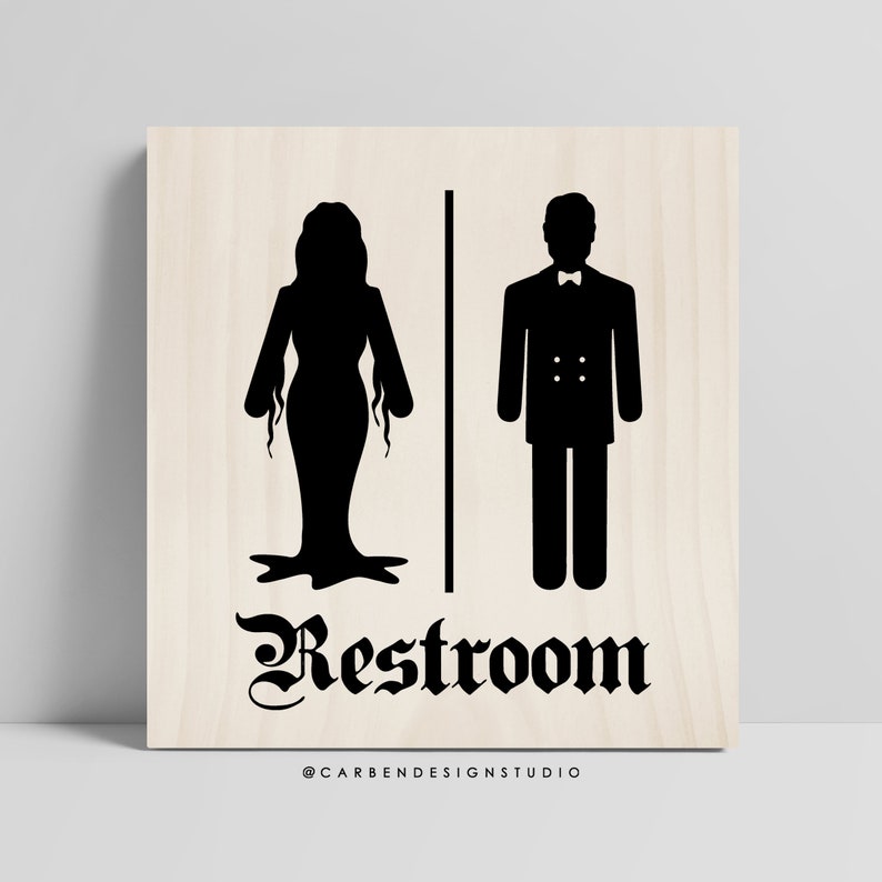 Gomez and Morticia Restroom Sign. Addams Family Sign. Restroom image 1