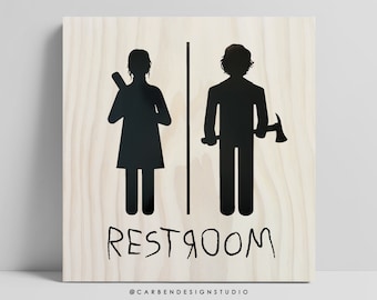Jack and Wendy Bathroom Sign. The Shining Restroom Sign. Restroom Sign. Bathroom Decor. Horror Bathroom. Horror Sign. Restroom Decor.