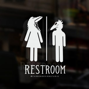 Barbara and Adam Restroom Decal. Beetlejuice Decal. Bathroom Door Decal. Restroom Decal. Bathroom Decor. Horror Decal. Horror Bathroom.
