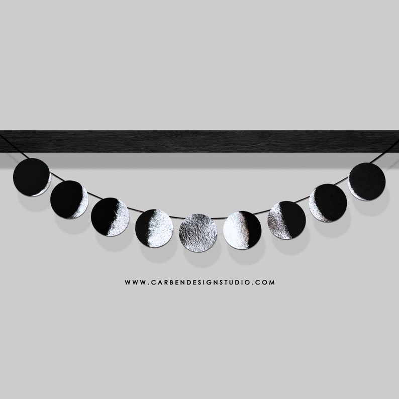 Phases of the Moon Banner. Moon Banner. Moon Garland. Silver Etsy