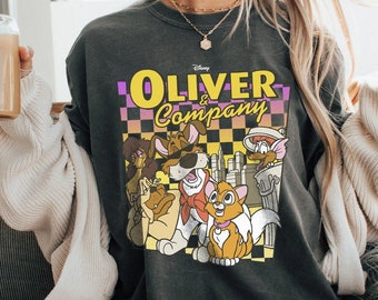 Vintage Disney Oliver and Company Group Retro 90s Shirt, Oliver, Dodger, Tito, Georgette, Francis, Einstein, Rita, Disneyland Family Shirt