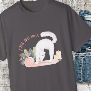 Cat Yoga T-Shirt, Cute Cat Shirt, Meditation Shirt, Yoga Shirt, Cat Mom, Cat Yoga Tee, Gift for Yoga Teacher, Comfort Colors T Shirt, Yoga