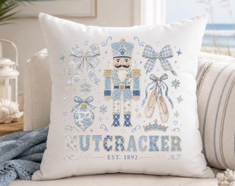 Nutcracker Decor Patchwork Pillow Grandmillenial Coastal Pillow Christmas Nutcracker Ballet Gifts For Dancers Ballerina Dance Gift Ballet