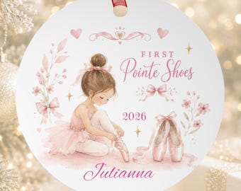 Personalized 1st Pointe Shoes Ornament Custom Dance Ornament First Pointe Shoes Ballet Gifts Ballerina Gift Dancer Ornaments Ballet Ornament