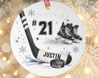 Hockey Ornament Personalized Ornament Custom Hockey Ornaments Hockey Coach Gift Hockey Mom Ice Hockey Gifts Hockey Team Gifts Hockey Decor