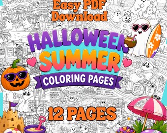 Summer Halloween Coloring Pages For Kids Ghost Coloring Summerween Printable Summer Halloween Coloring Sheets Beach Halloween In Summer