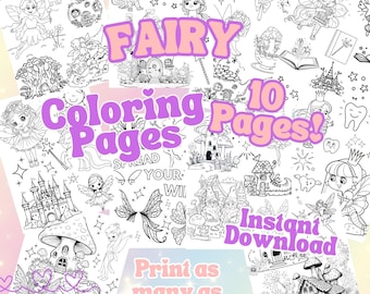 Fairy kleurplaten, tandenfee kleurplaat, feeën afdrukbare, feeën direct downloaden, fairy kleurboek, fairy digitale download