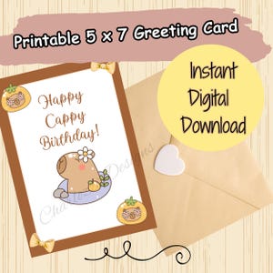 Cartão de aniversário de capivara para impressão Cartão de aniversário divertido Cartão de capivara Coquette Capivara Capivara Aniversário Fofo Instantâneo Download Cartão de animal Coquette