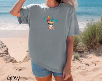 Aloha T-shirt, Hawaiian Shirt, Comfort Colors Shirt, Cute Cat Tee