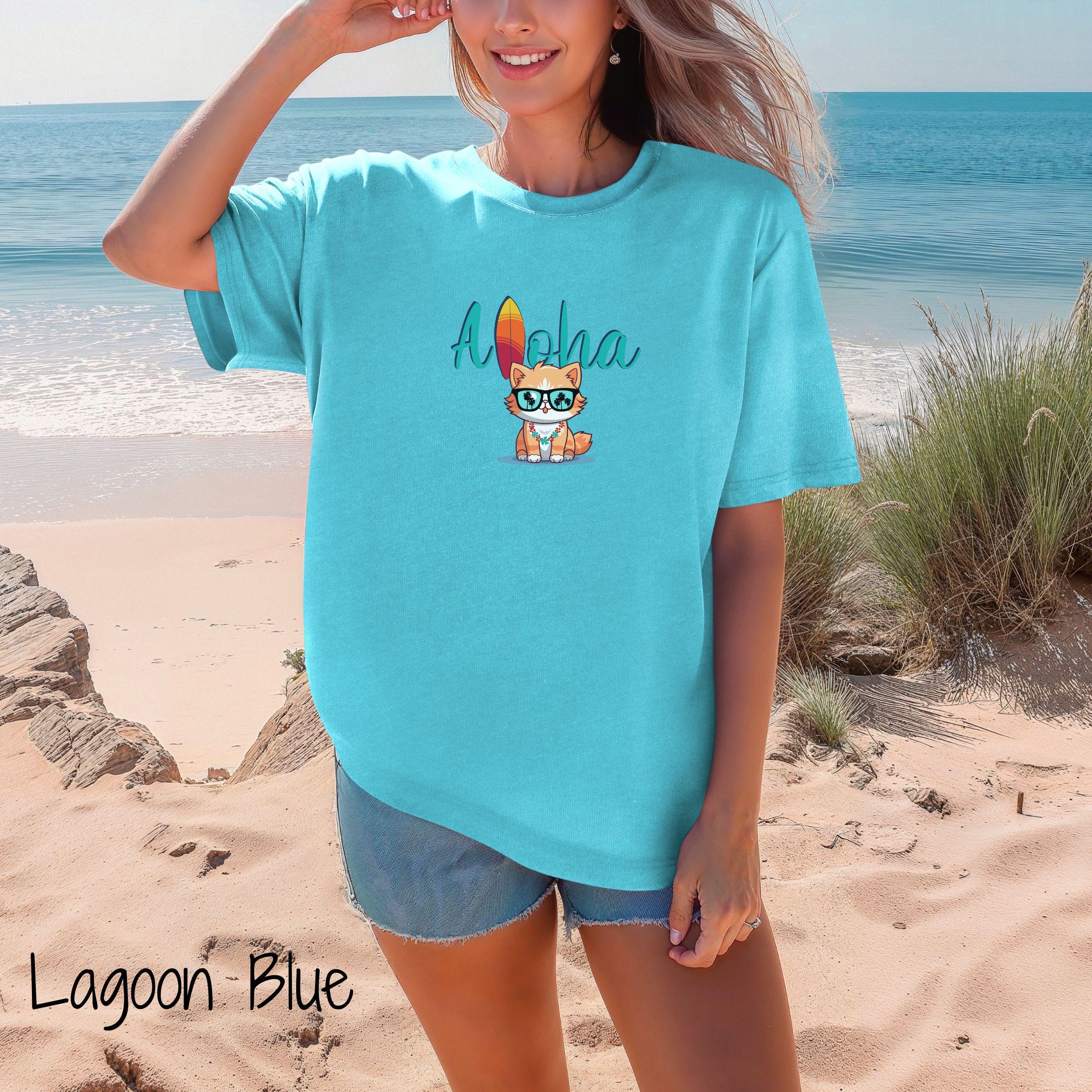 Aloha T-shirt, Hawaiian Shirt, Comfort Colors Shirt, Cute Cat Tee