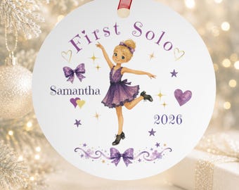 Personalized Tap Dance Ornament First Tap Solo Gift Custom Dance Ornament Blonde Tap Dancer Gifts 1st Dance Solo Dancer Ornament Christmas