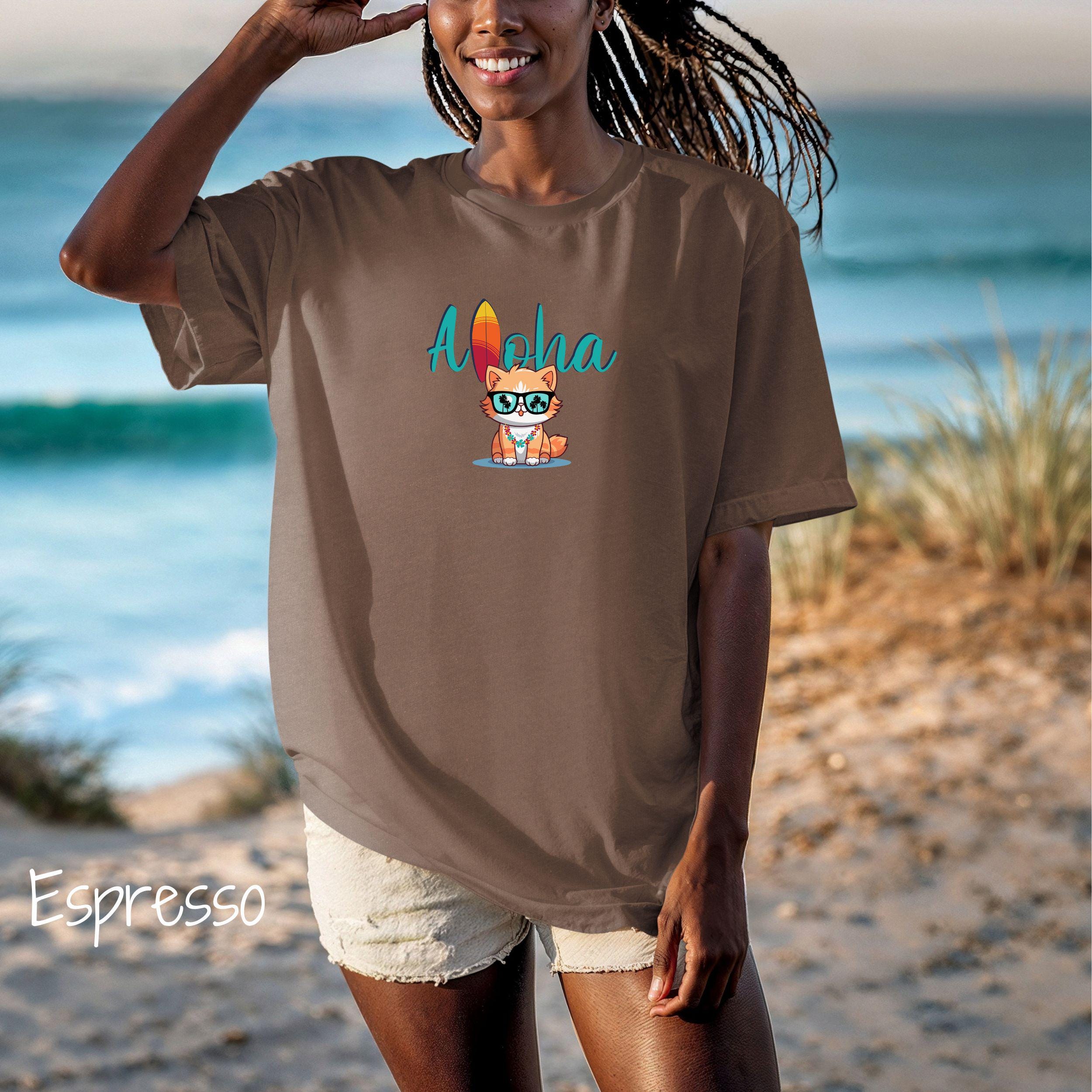 Aloha T-shirt, Hawaiian Shirt, Comfort Colors Shirt, Cute Cat Tee