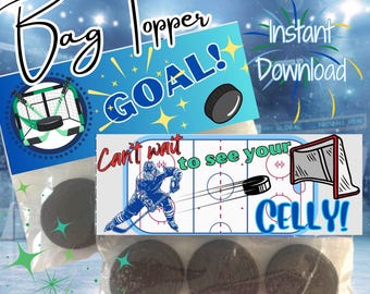Utskrivbar hockeyväsktoppare, hockeygoodiebag, hockey direktnedladdning, hockeyfestgåva, hockeyswagbag, direktnedladdning, hockeycelly