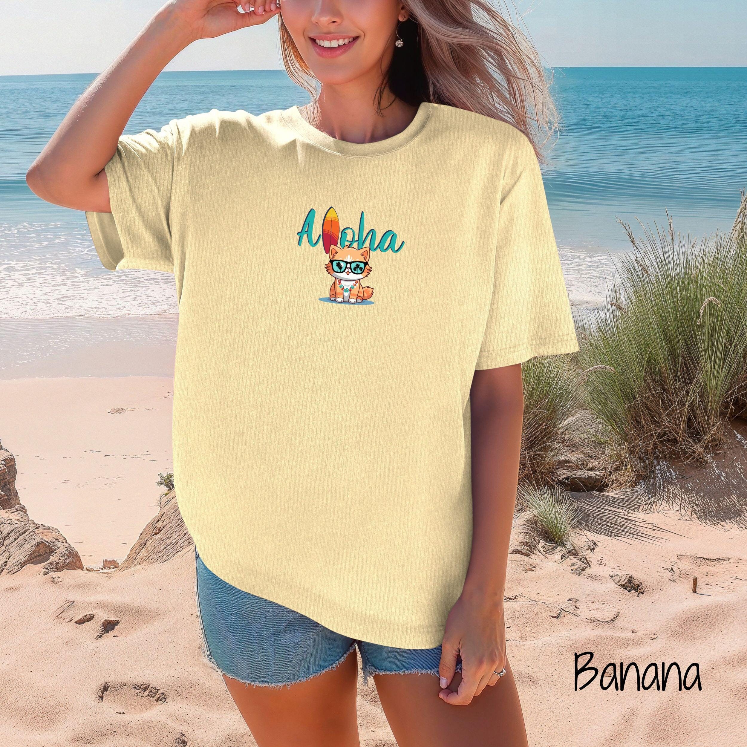 Aloha T-shirt, Hawaiian Shirt, Comfort Colors Shirt, Cute Cat Tee