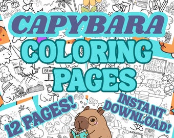 Capybara Coloring Pages Cozy Capybara Creativity Capibara Kids Adult Cute Coloring Book Digital Instant Download Capybaras Cappy Page