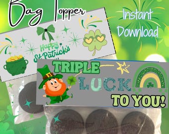 Adorno para bolsa del día de San Patricio para imprimir, bolsa de regalos de San Patricio, descarga instantánea del día de San Patricio, fiesta del día de San Patricio, día de San Patricio