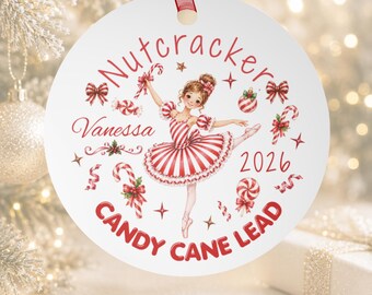 Nutcracker Ornament Personalized Ballerina Ornament Candy Cane Lead Ornament Nutcracker Gifts Nutcracker Ballet Ballerina Christmas Custom