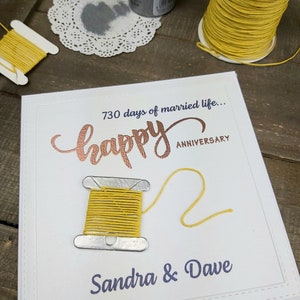 2nd anniversary card, Cotton anniversary card, Anniversary card, Personalised anniversary card, Handmade anniversary card, cotton gift