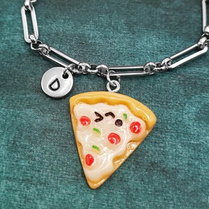 Pizza Bracelet Link Bracelet Pizza Charm Bracelet Bracket Pendant Bracelet Pizza Jewelry Pizza Gift Kawaii Pizza Personalized Initial