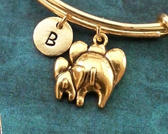 Elephant Bangle Bracelet Gold Baby Elephant Bracelet Gift for Mom Mama Elephant Gift Stackable Bangle Adjustable Personalized Expandable