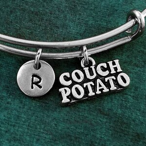 Couch Potato Bangle Potato Bracelet Potato Bracelet Potato Jewelry Pendant Charm Bracelet Adjustable Bangle Binge Watching Gift TV Jewelry