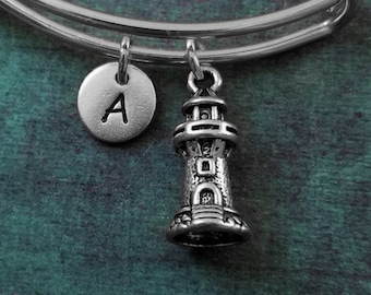Lighthouse Bangle Lighthouse Bracelet Charm Bracelet Nautical Gift Expandable Bangle Stackable Bangle Adjustable Bangle Personalized Jewelry