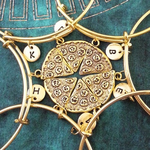 Pizza Bangles Set of 6 Gold Pizza Bracelets Pepperoni Pizza Jewelry Bridesmaid Bracelets Friendship Pizza Friendship Bracelets Whole Pizza
