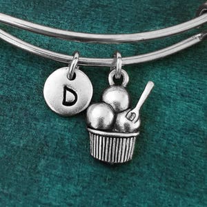 Ice Cream Bracelet Ice Cream Bangle Bracelet Food Jewelry Girlfriend Jewelry Charm Bracelet Pendant Bracelet Personalized Initial Bracelet