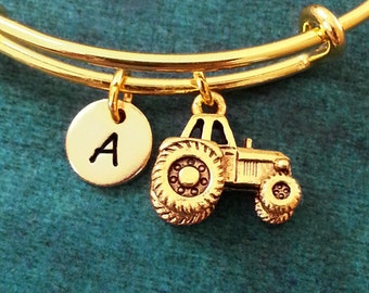 Tractor Bangle Tractor Bracelet Farmer Bracelet Farming Jewelry Farmer Gift Charm Bangle Stackable Bangle Adjustable Bangle Personalized