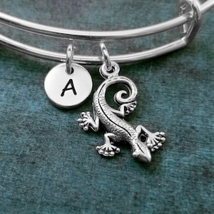 Gecko Bangle Bracelet Gecko Bangle Lizard Bracelet Gecko Gift Stackable Bangle Animal Charm Bracelet Adjustable Bangle Personalized Bangle