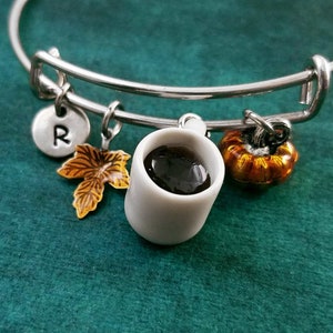 Pumpkin Spice Latte Bracelet Pumpkin Spice Coffee Bracelet Autumn Bracelet Pumpkin Spice Jewelry Maple Leaf Bracelet Autumn Bangle Fall Gift
