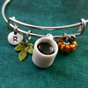 Pumpkin Spice Latte Bracelet Pumpkin Spice Coffee Bracelet Autumn Bracelet Pumpkin Spice Jewelry Maple Leaf Bracelet Autumn Bangle Fall Gift