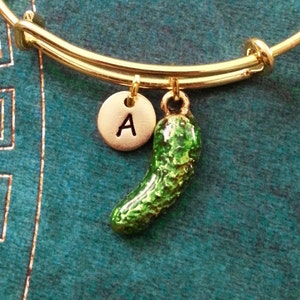 Pickle Armreif Gurke Gurke Schmuck grüne Gurke Charm Armband stapelbar Armreif einstellbar Armreif personalisierte Armreif erweiterbar