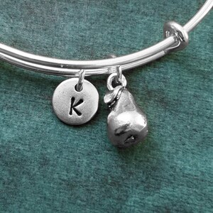 Pear Bracelet Pear Bangle Fruit Bracelet Food Bracelet Fruit Jewelry Initial Bracelet Charm Bracelet Expandable Bangle Adjustable Bangle
