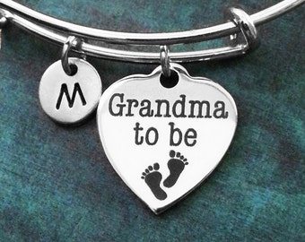 Grandma To Be Bangle Baby Feet Bracelet Footprints Bracelet New Baby Gift New Grandma Bracelet Adjustable Bangle Personalized Expandable