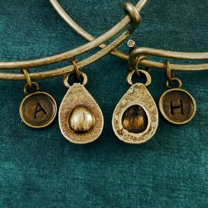 Avocado Bracelet SET of 2 Avocado Charm Bracelets Avocado Bangle Friendship Bracelet Pendant Sister Gift Best Friend Bracelet Vegan Jewelry