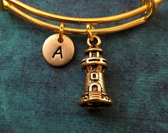 Lighthouse Bangle Lighthouse Bracelet Charm Bracelet Nautical Gift Expandable Bangle Stackable Bangle Adjustable Bangle Personalized Jewelry