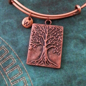 Tree Bangle Bracelet Copper Tree Bracelet Tree of Life Bracelet Stackable Bangle Monogram Bracelet Personalized Bracelet Expandable Bracelet