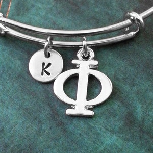 Phi Armreif Delta Armband College griechischen Buchstaben Armreif griechischen Alphabets Phi Symbol Charm Armband erweiterbar Armreif einstellbar Armreif