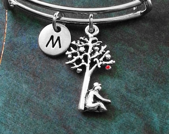 Apple Tree Bangle Tree Bracelet Newtons Apple Tree Jewelry Science Jewelry Expandable Bangle Stackable Bangle Adjustable Bangle Personalized