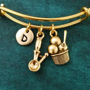 Ice Cream Bracelet Ice Cream Bangle Bracelet Food Jewelry Scoop Bracelet Charm Bracelet Pendant Bracelet Personalized Initial Bracelet Gift