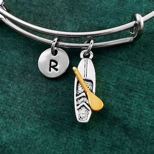 Paddle Board Braccialetto Paddleboarding Regalo Braccialetto Ciondolo Ciondolo Bracciale Impilabile Braccialetto Regolabile Braccialetto Personalizzato Regalo Iniziale