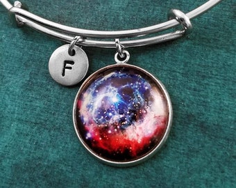 Nebula Bracelet Nebula Bangle Galaxy Bracelet Nebula Jewelry Galaxy Jewelry Space Bracelet Space Bangle Gift Personalized Initial Bracelet