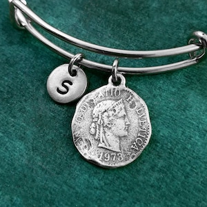 Roman Coin Bracelet Ancient Greek Coin Bangle Coin Jewelry Grecian Jewelry Pendant Coin Charm Bracelet Personalized Initial Bracelet Gift